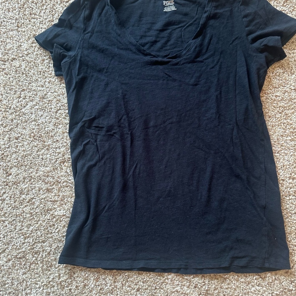 PINK Victoria's Secret Black Fitted Short Sleeve T-Shirt
